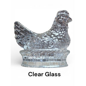 Vintage Clear Glass Hen Figurine — Open Bottom Farmhouse Cottagecore Decor